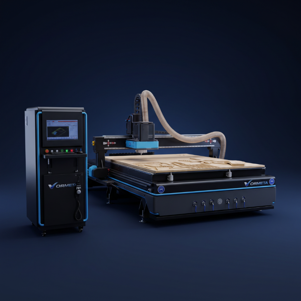 Vormeta V14 CNC frezavimo staklės su valdymo spinta ir vakuuminiu stalu